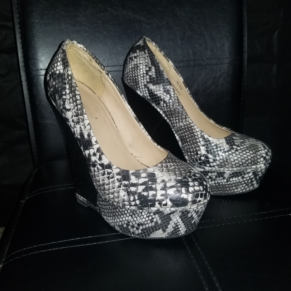 Snake Skin Wedge Heels